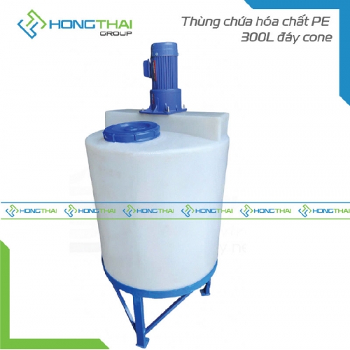 Thùng chứa hóa chất PE – 300L đáy cone
