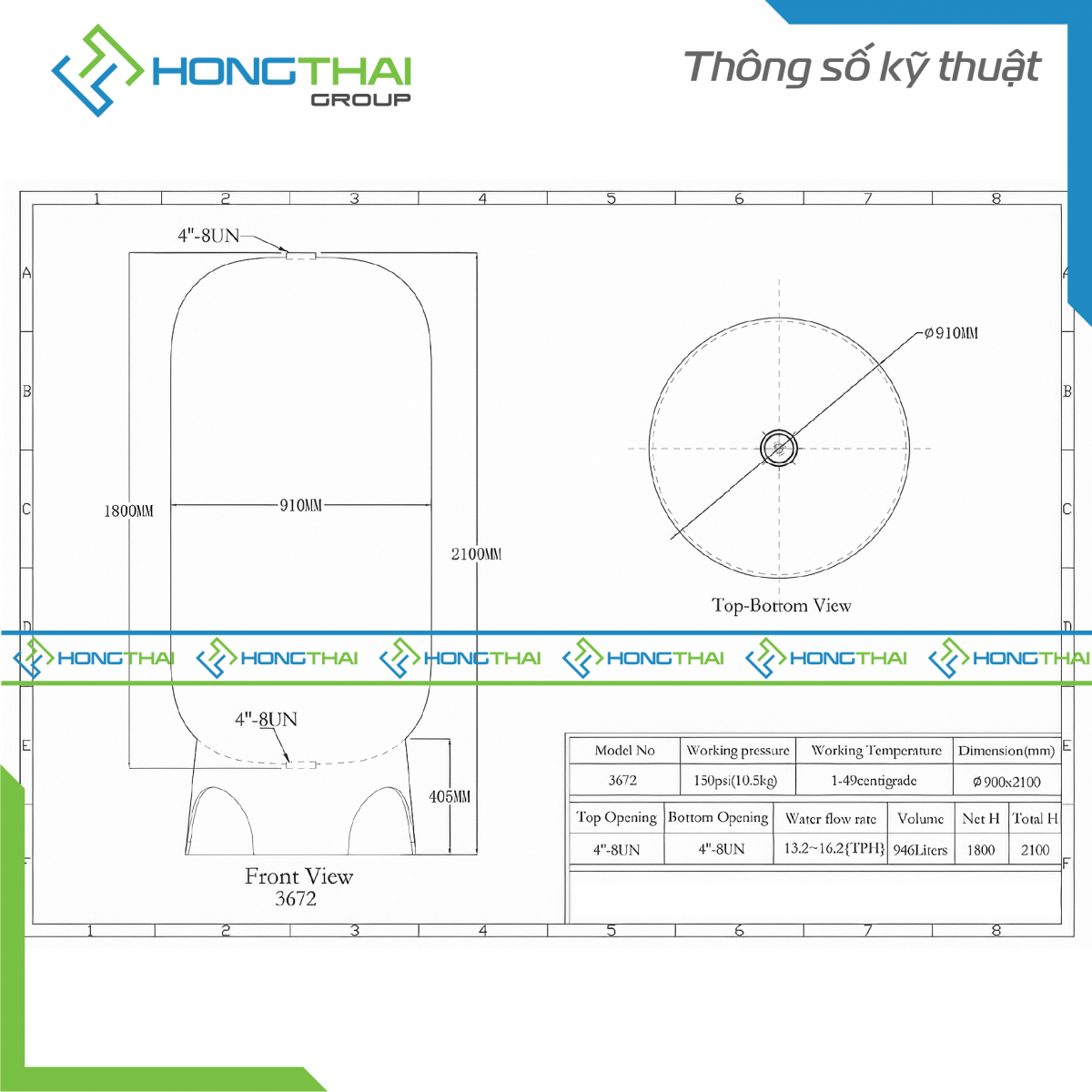 Bồn lọc áp lực composite 3672 - 4T4B